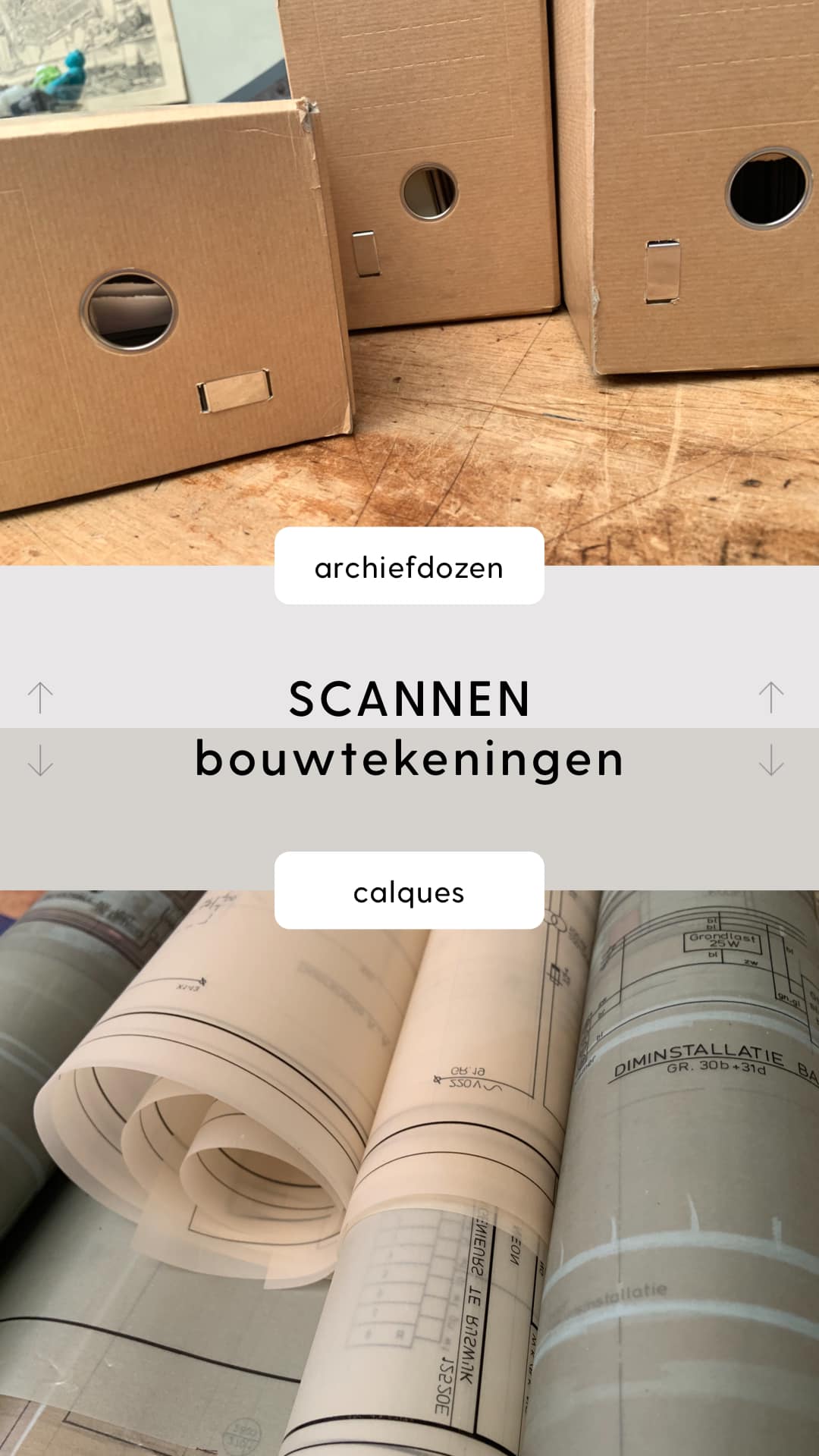 scannen bouwtekeningen archiefdozen PDF